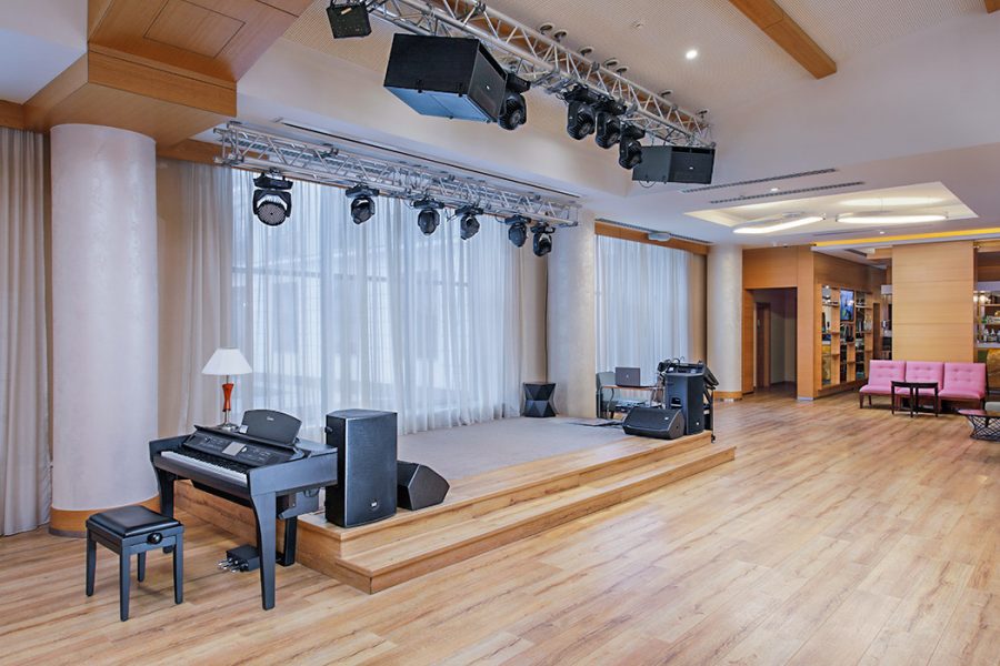 Зона музыки в холле Лобби бара в санатории Источник Ессентуки - фотография